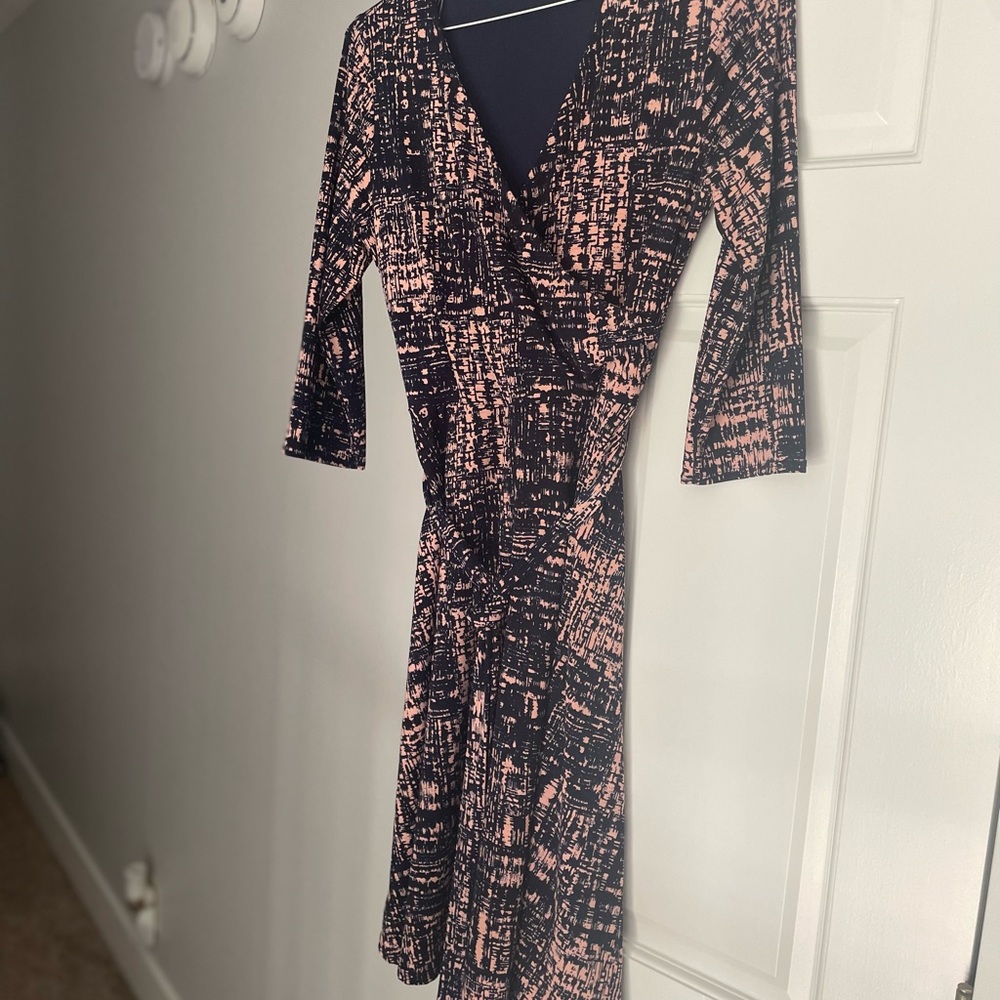 Renesme Abstract Jersey Faux Wrap Dress, Size M